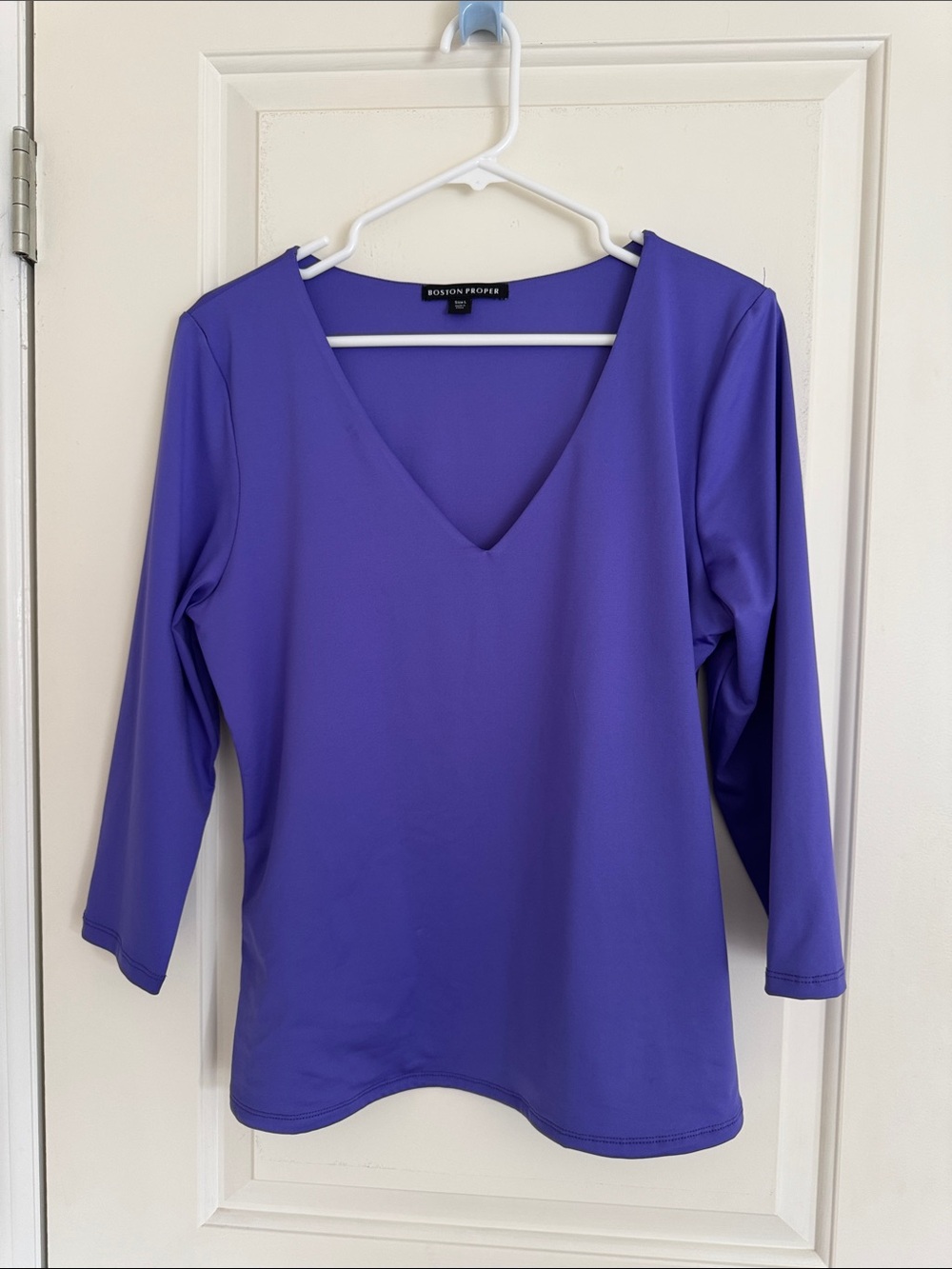 Boston Proper Purple V-Neck Long Sleeve Top